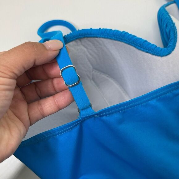 MIRACLESUIT Rialto Swimsuit Size 14 Slimming Shaper Ruched Blue Tummy Control - Picture 9 of 16